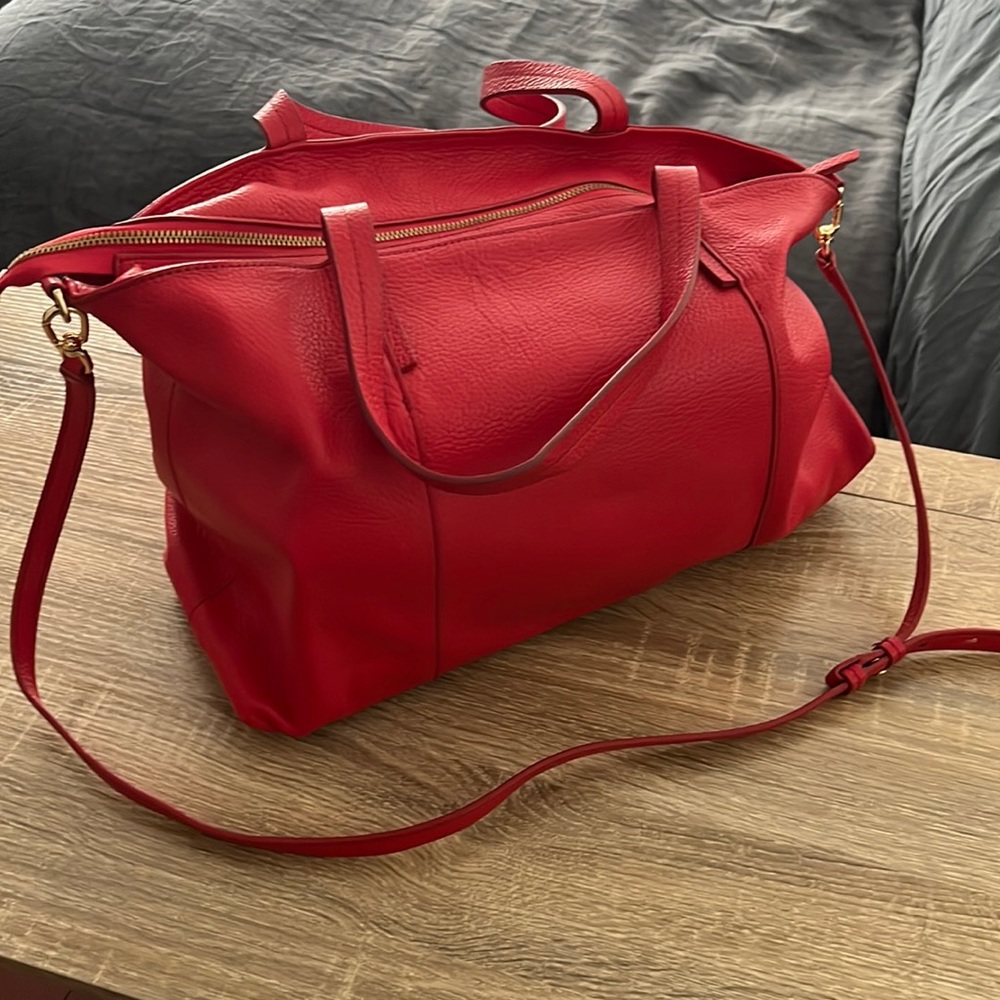 *cherry red* leather work bag